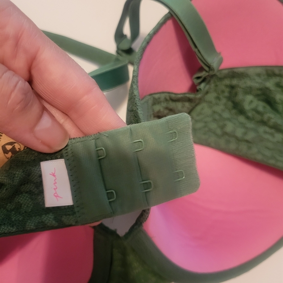 Victoria's Secret Green Textured Animal Print Underwire Bra Sexy Girly Lingerie - Picture 6 of 9